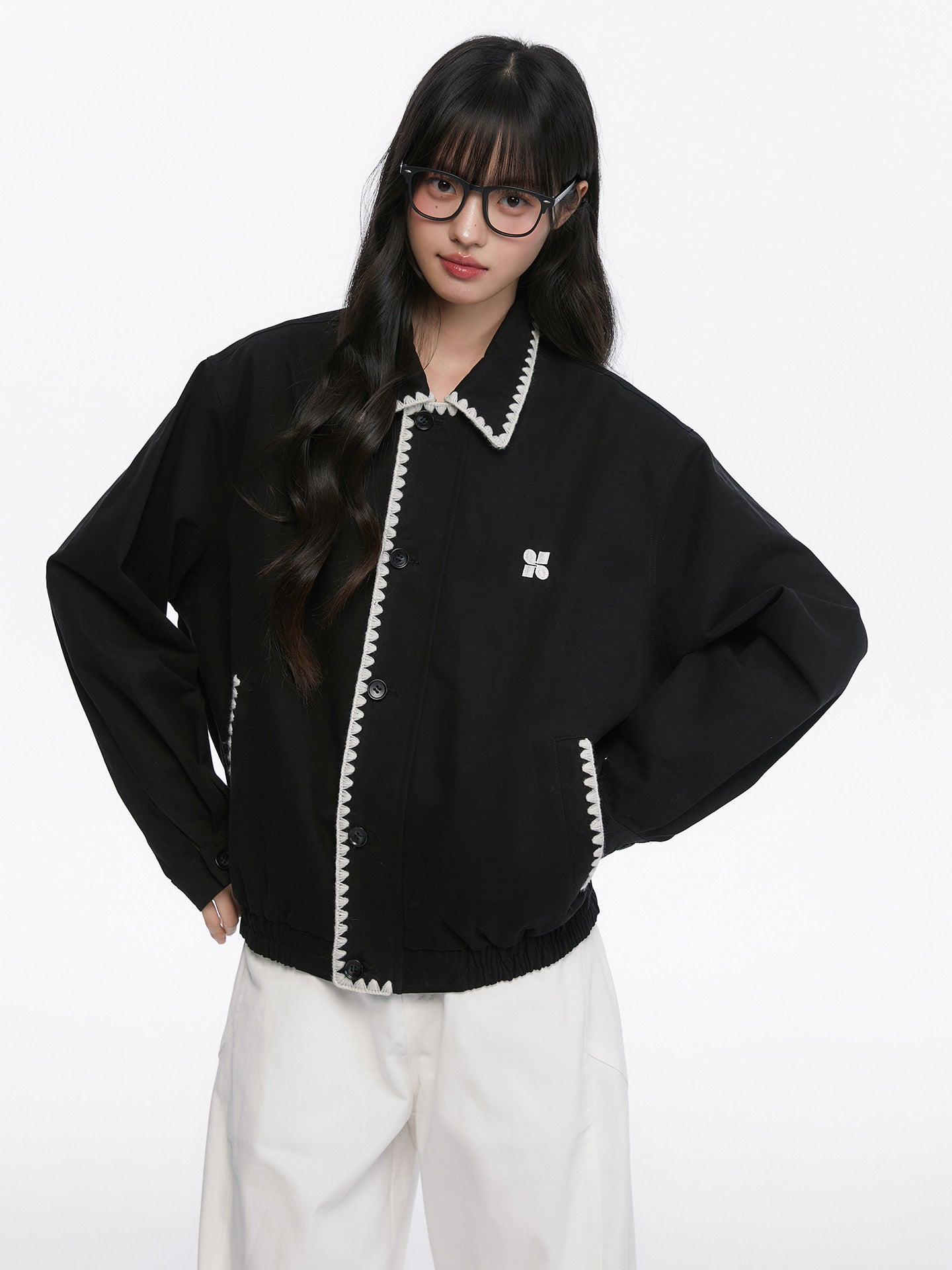 Shell Embroidered Harrington Jacket KIP0004