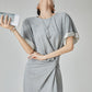 Gray Irregular Short-Sleeve Dress FER0049
