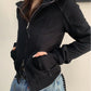 High-Neck Hooded Zip-Up Hoodie YLS1057