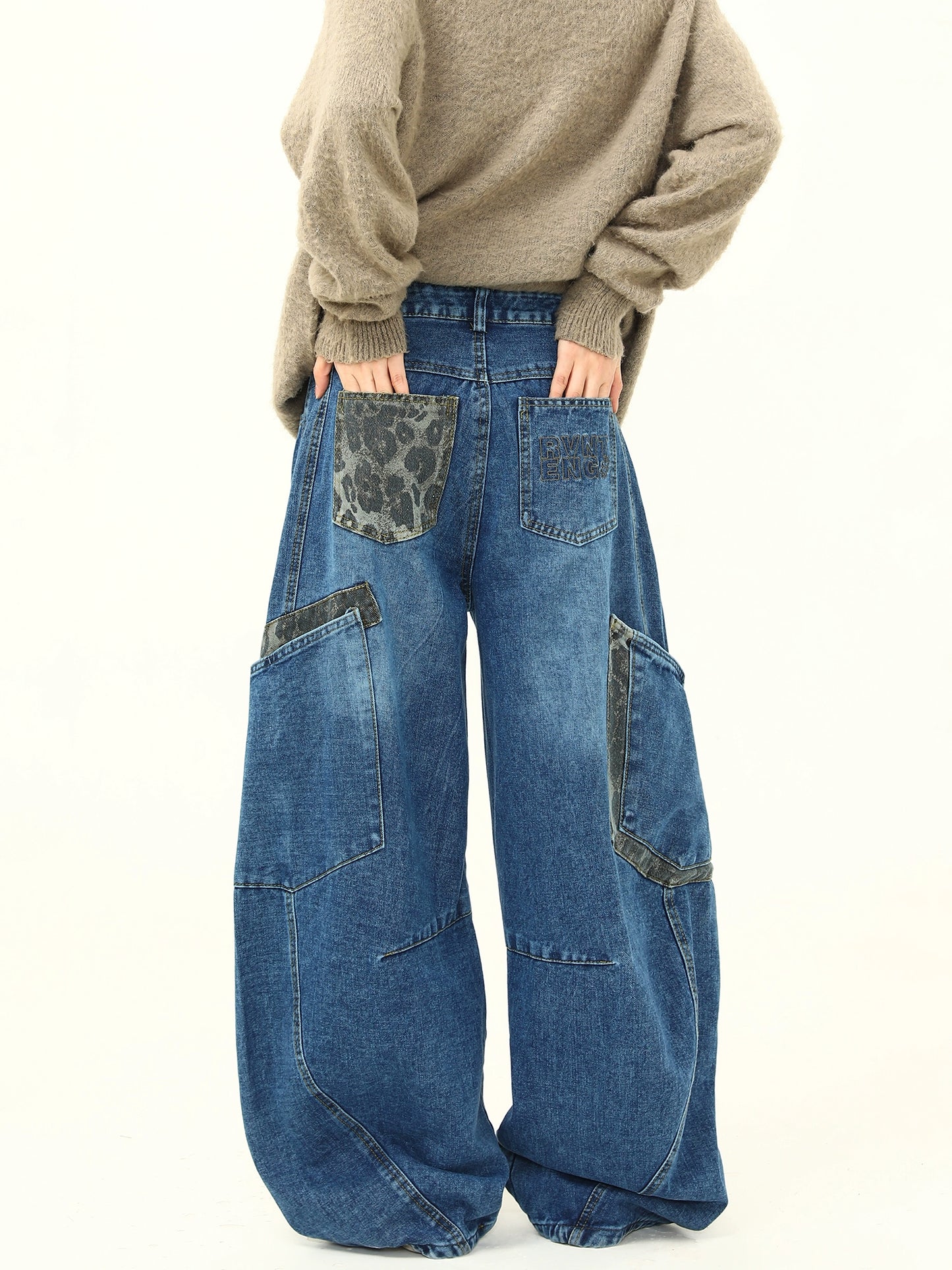 Retro Curve Wide Denim Pants WDZ0030