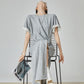 Gray Irregular Short-Sleeve Dress FER0049