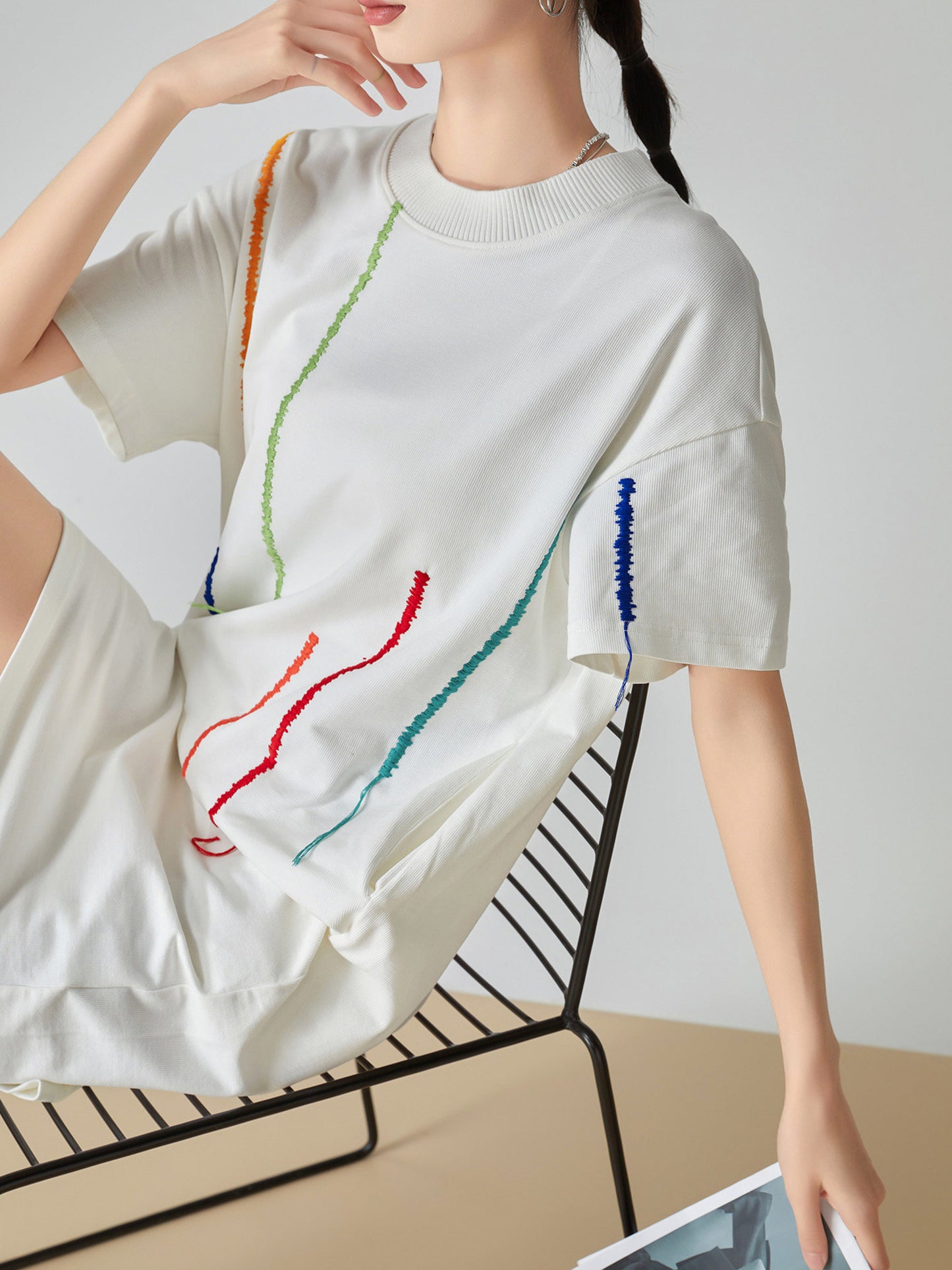 3D Embroidery T-Shirt Dress FER0185