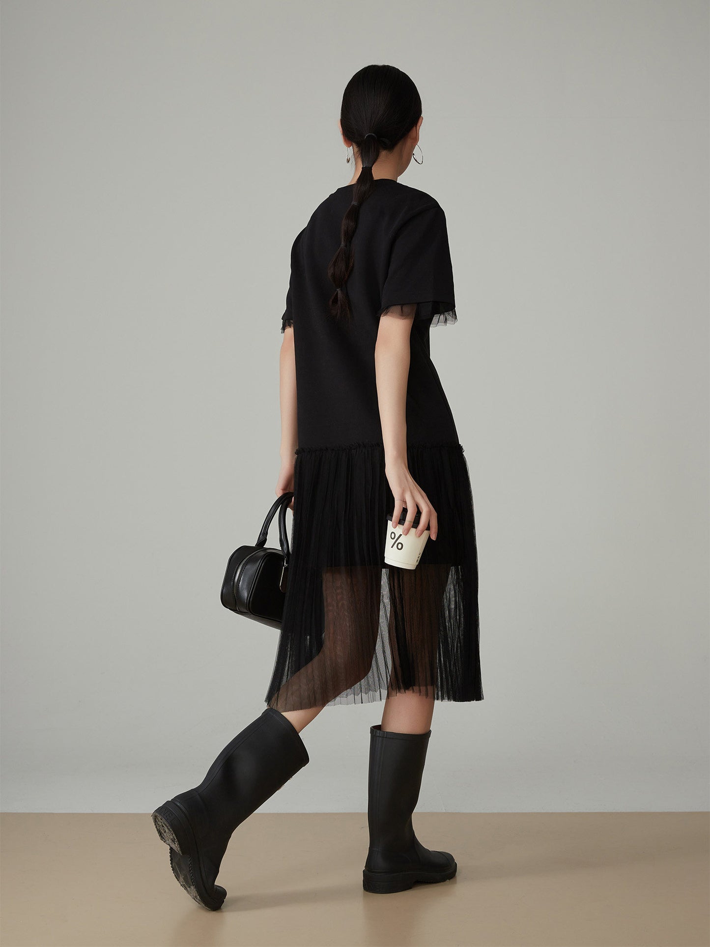 Mesh Short-Sleeve T-Shirt Dress FER0073