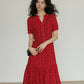 Small Flower Red Long Dress VAS0093