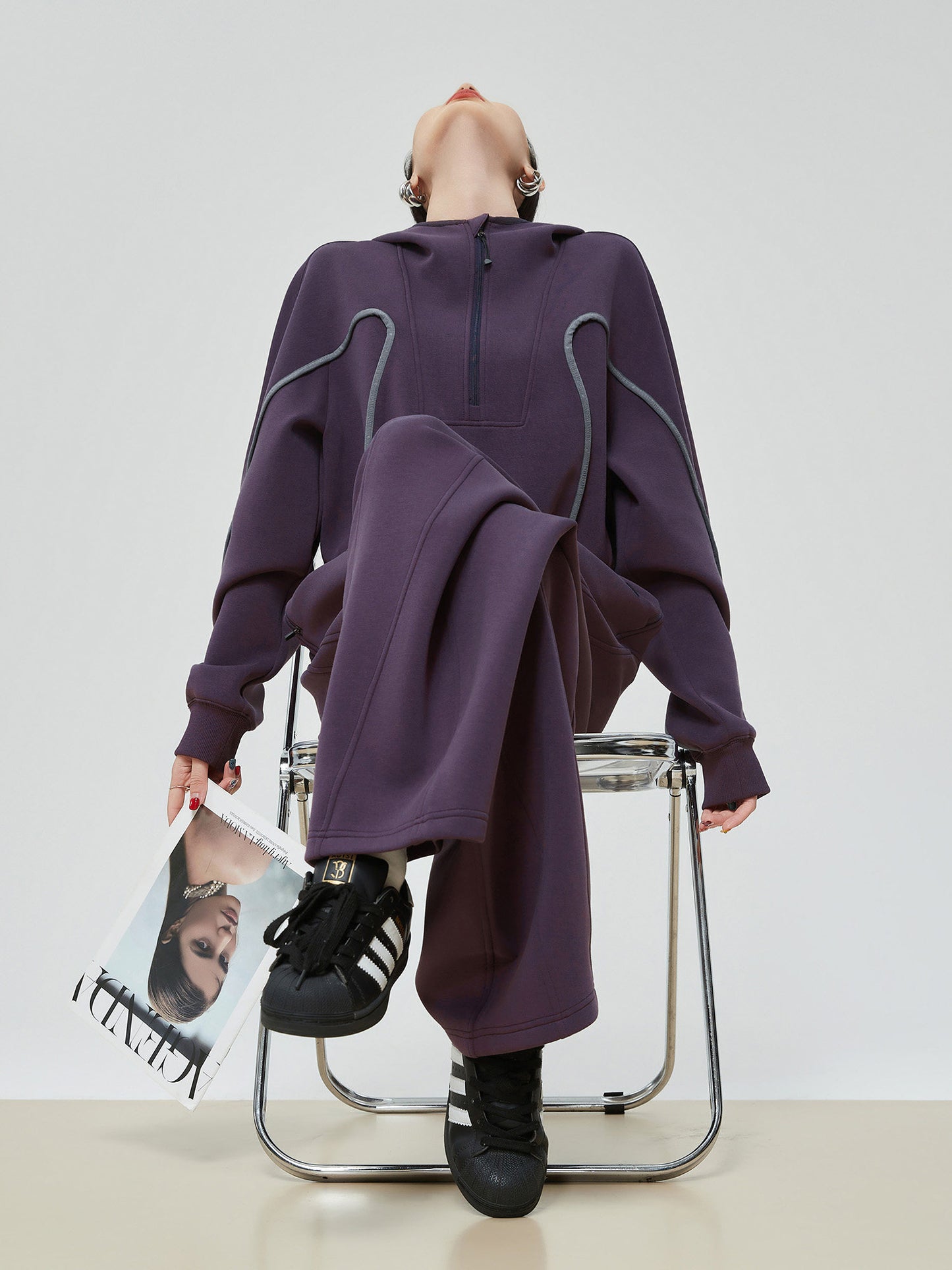 Half-Zip Sailor Collar Tops / Wide Sweatpants FER0383