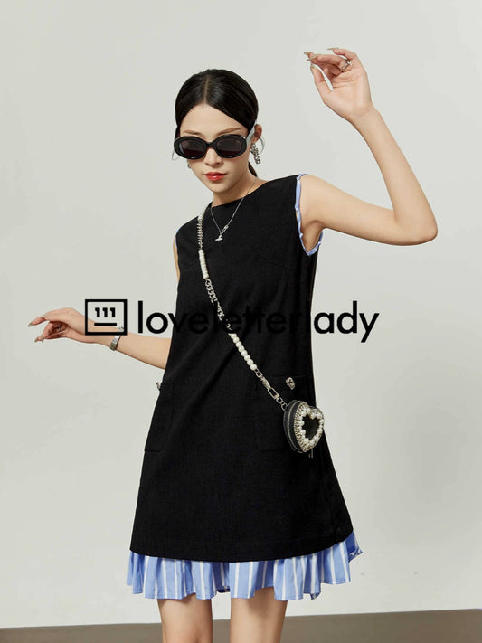 Black & Blue Stripe Dress LLA0142