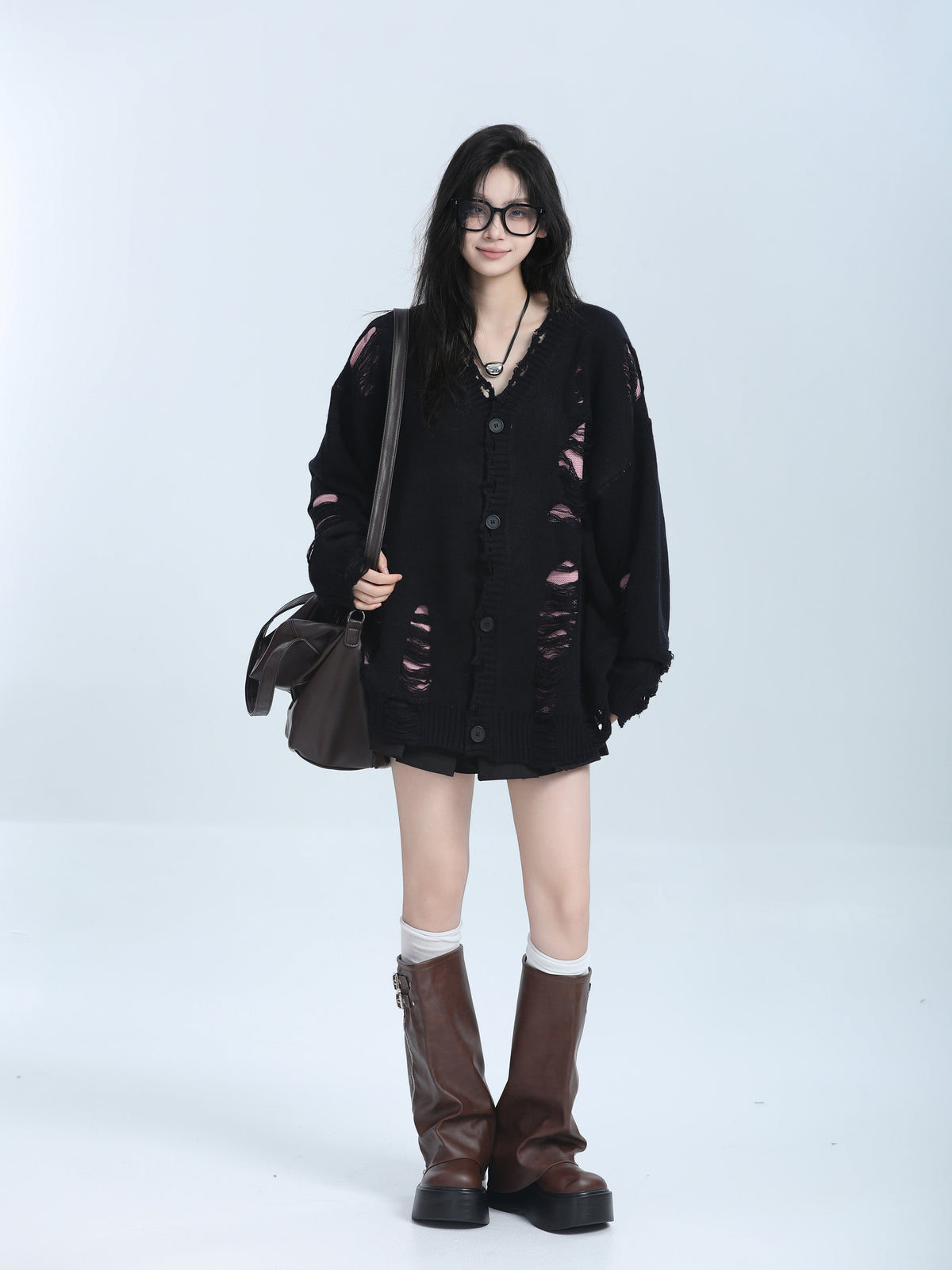 Distressed Knit Cardigan WLS0005