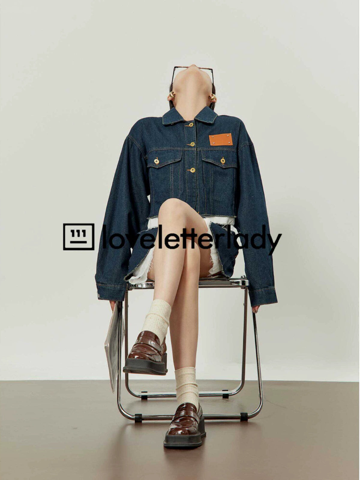 Denim Blue Stitched Denim Jacket & Skirt LLA0320