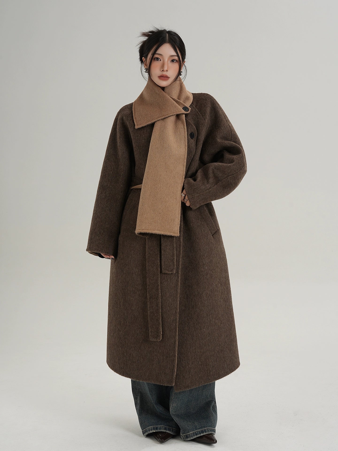 Scarf Design Long Wool Coat SRS0409