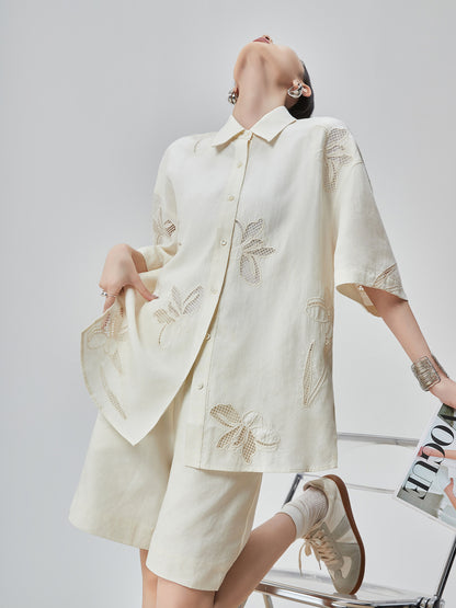 Botanical Embroidery Shirt / Shorts FER0116