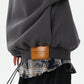Oversized Leather Patch Design Hoodie HGX0043