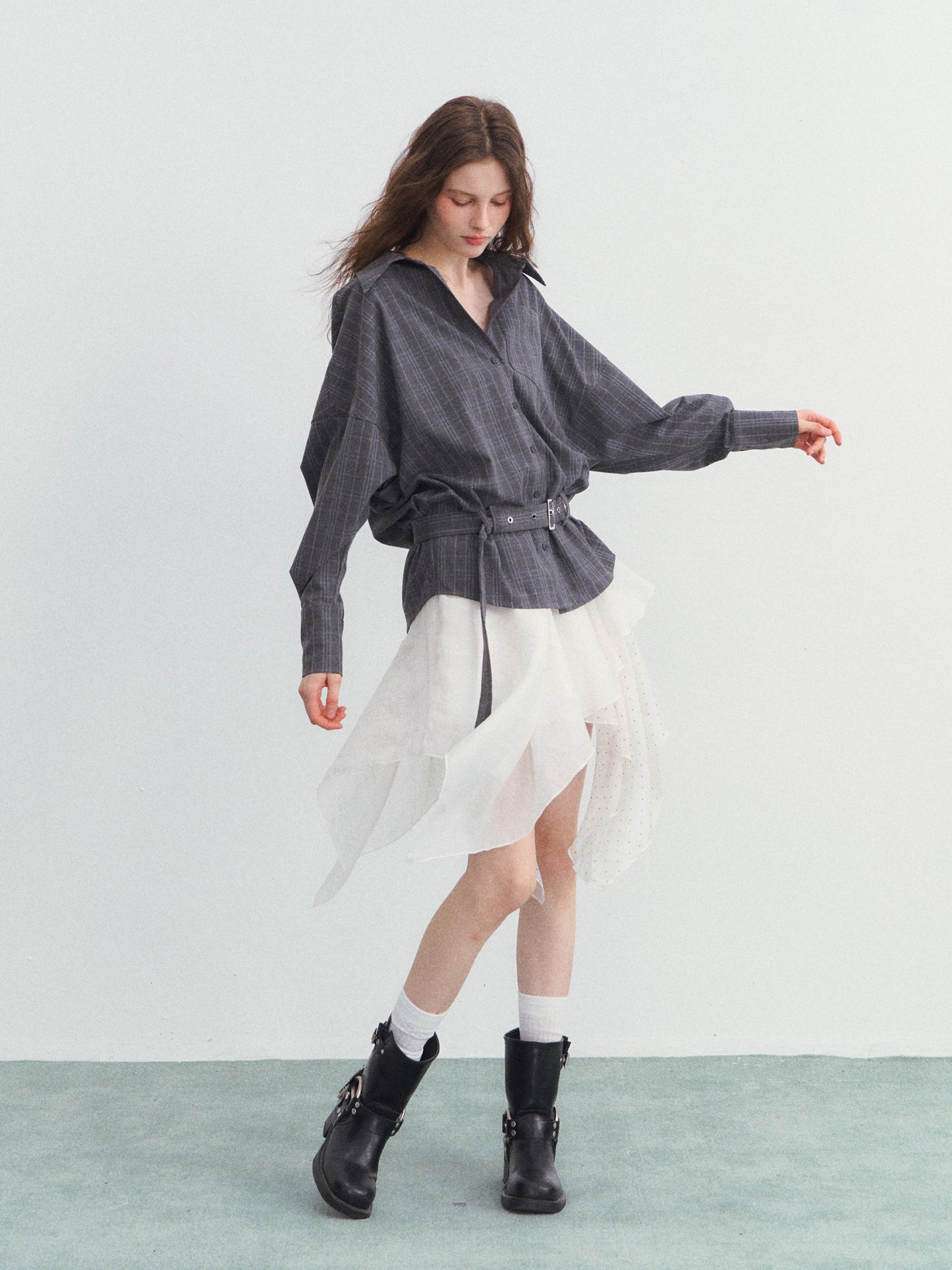 Belt Long-Sleeve Loose Shirt SPY0027