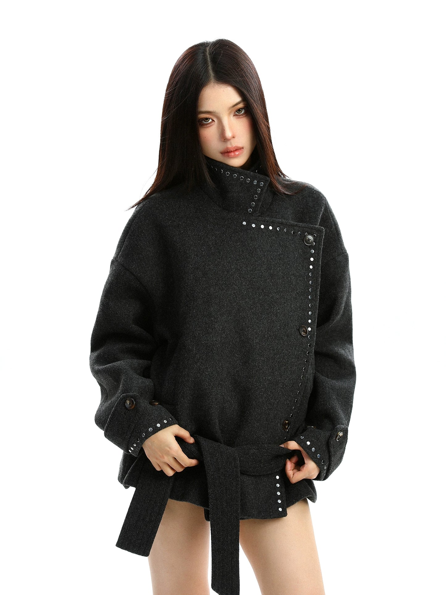 Stand Collar Mid-Length Coat BGS0035