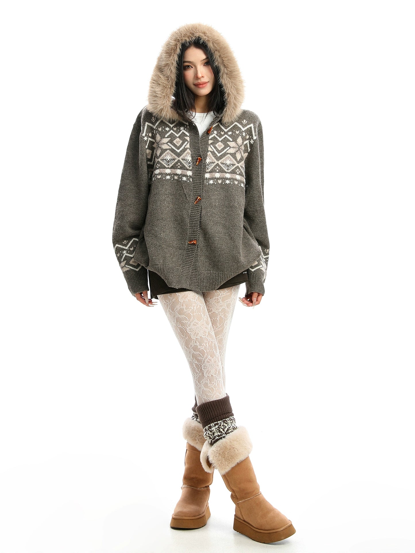 Nordic Tong Knit Cardigan BGS0033