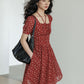 Square Neck Flower Mini Dress VAS0195