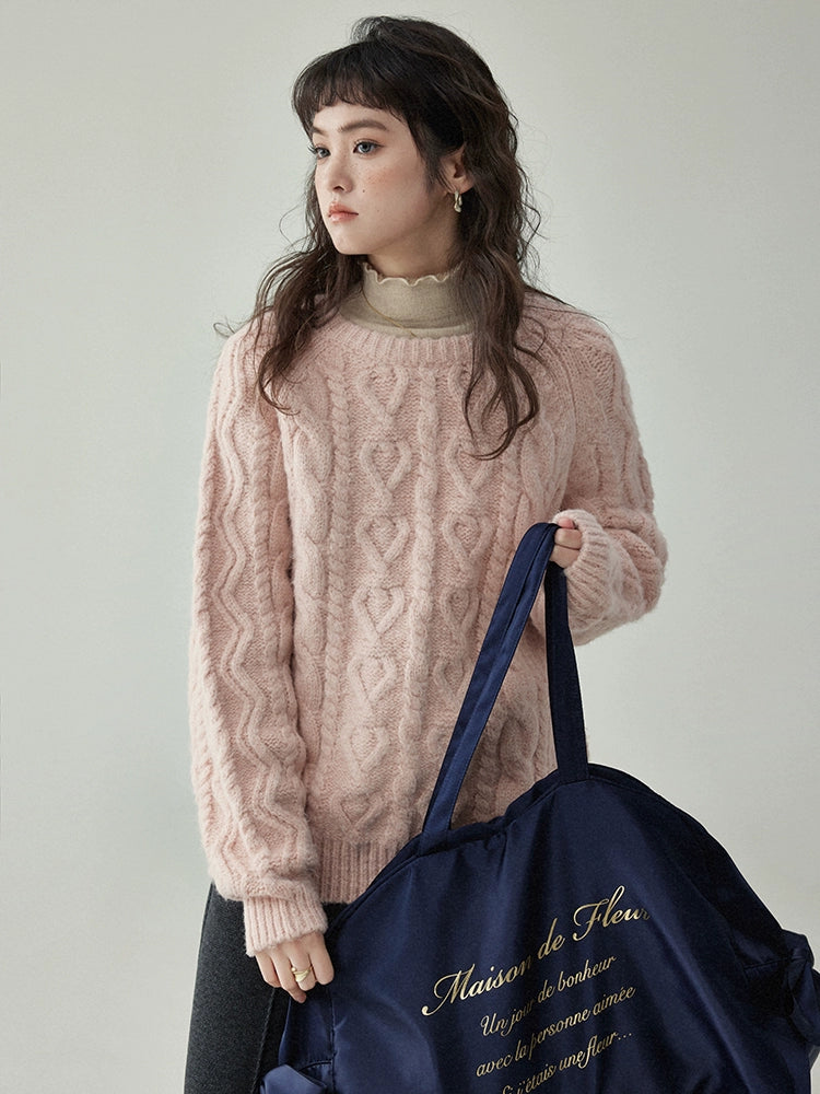 Round Neck Cable Knit Top AMU0042