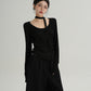 Round Neck Long Sleeve T-Shirt with Choker SRS0327