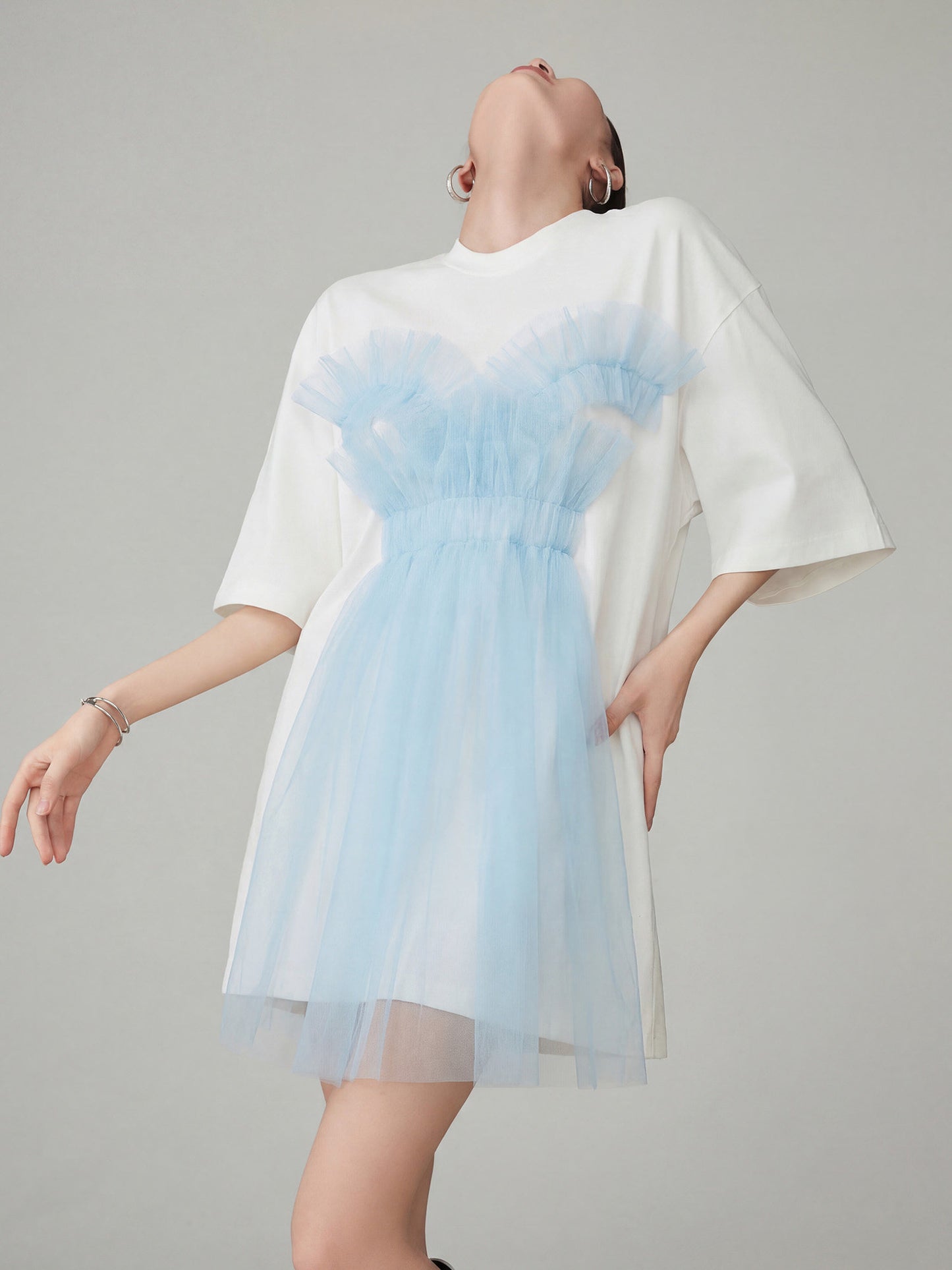 Tulle Layered Style T-Shirt Dress FER0147