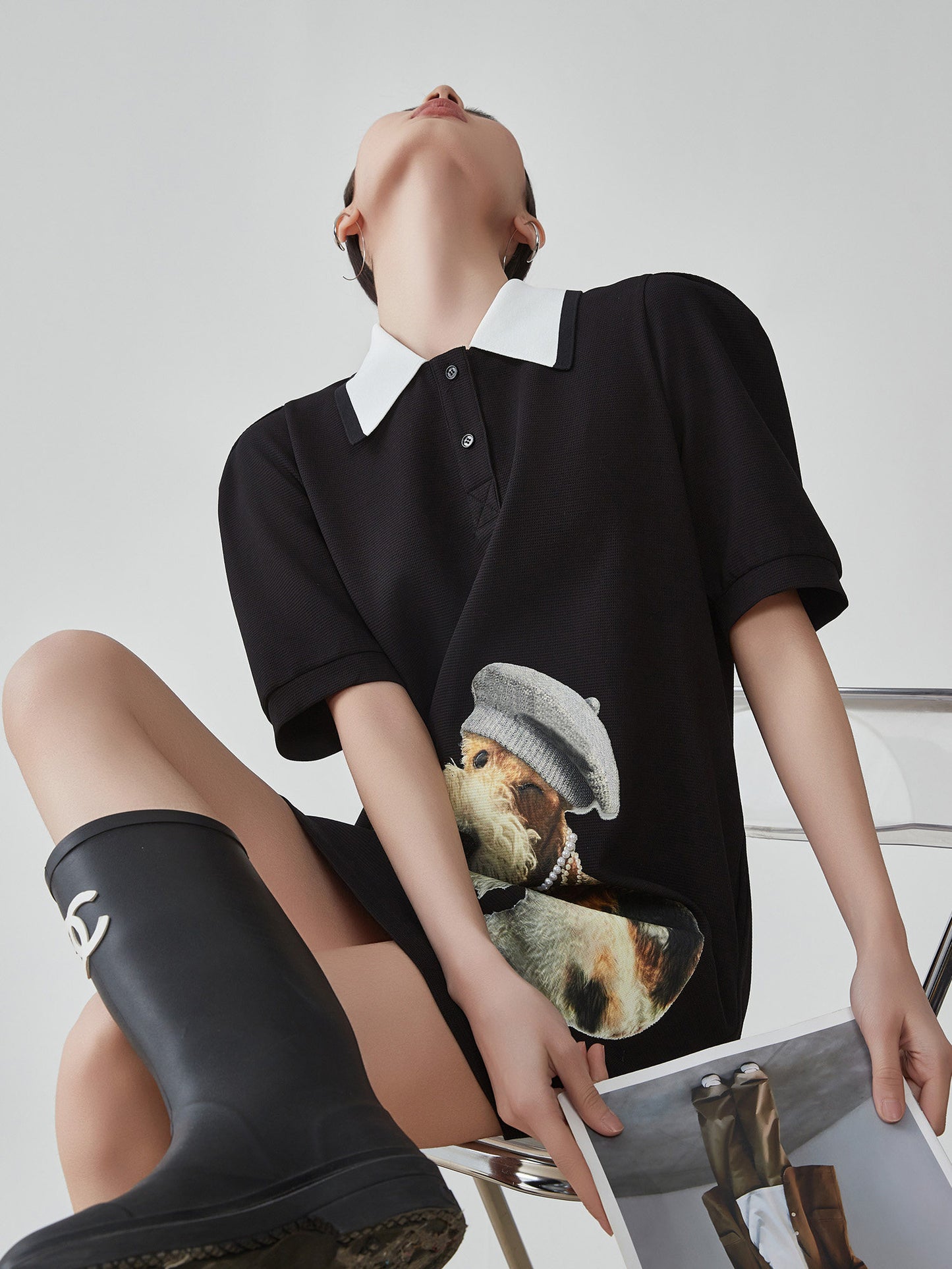 Dog Graphic Polo Dress FER0202