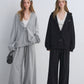 Polka Dot Vest V-Neck Hoodie / Loose Casual Sweatpants ASG0080
