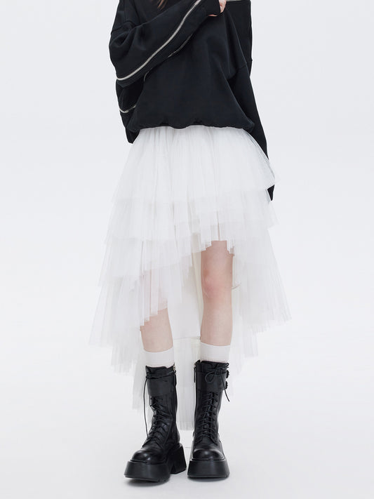Buckled Irregular Tulle Skirt SHN0006