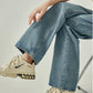 Short Sleeve High Neck Knit Sew / Denim Pants LLA0086