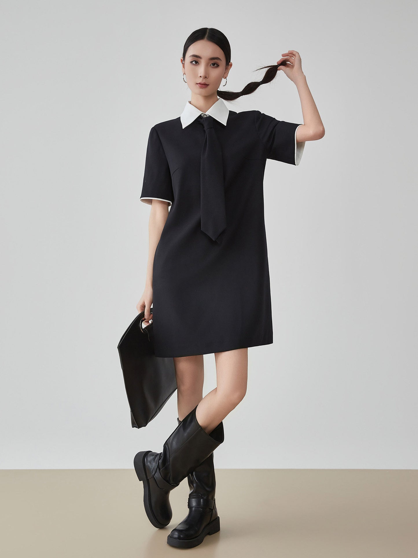 Necktie Cleric Mini Dress FER0203