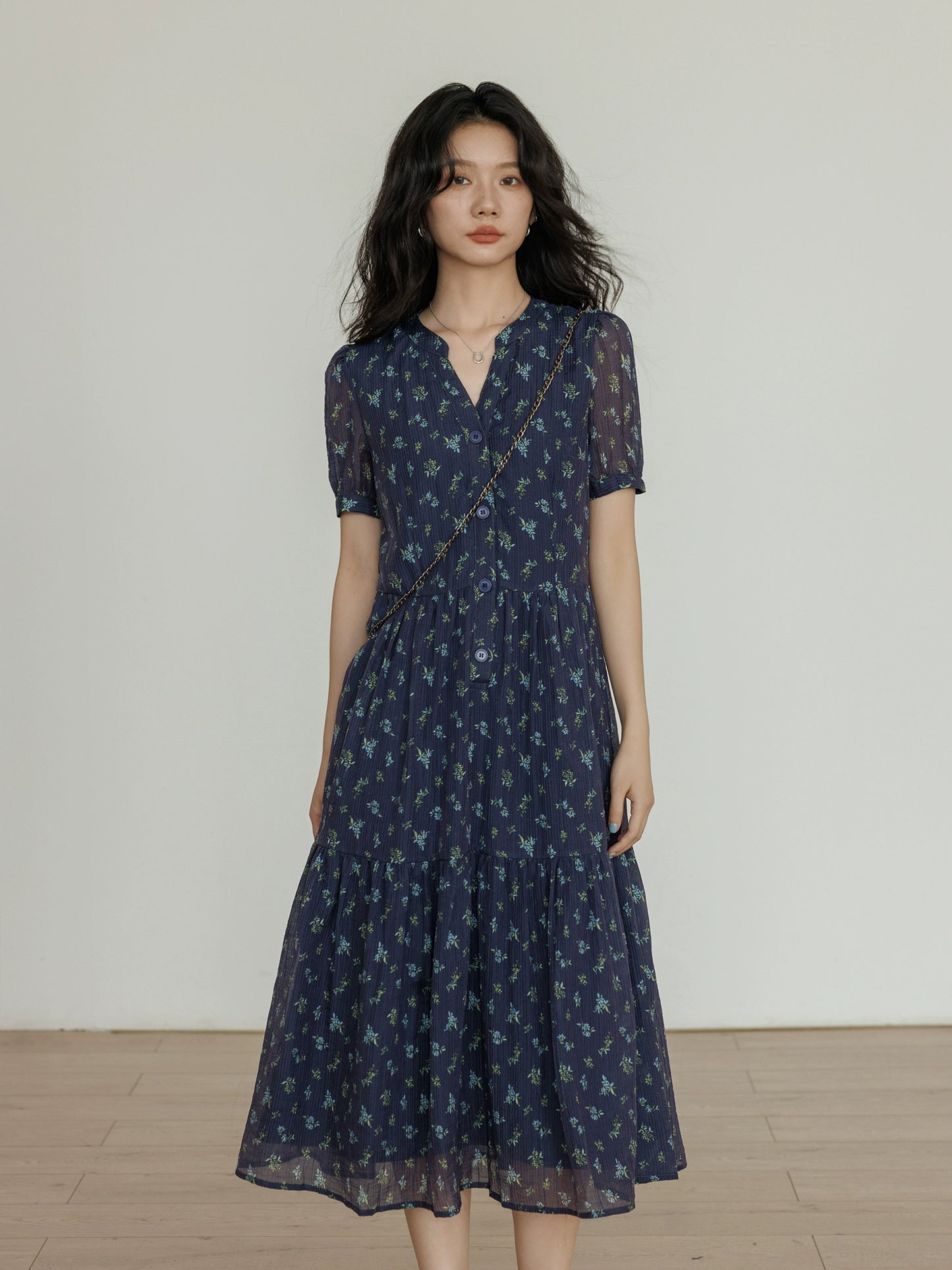 Key Neck Floral Dress VAS0121