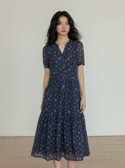 Key Neck Floral Dress VAS0121