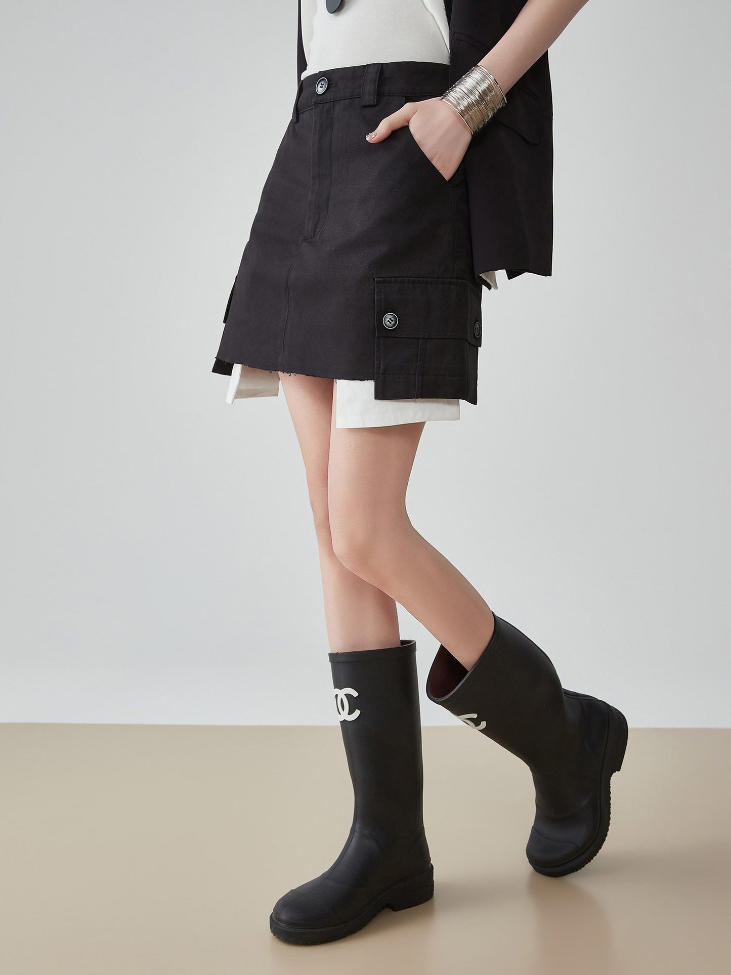 Fake Layered Vest / Mini Skirt FER0216