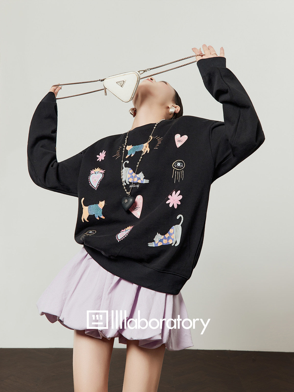 Unique Design Sweatshirt / Balloon Mini Skirt LLA0643