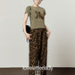 Leopard Graphic Short-Sleeve Cropped T-Shirt / Leopard Long Pants LLA0659