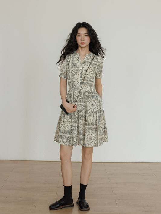 Sunflower Pattern Slim Dress VAS0016