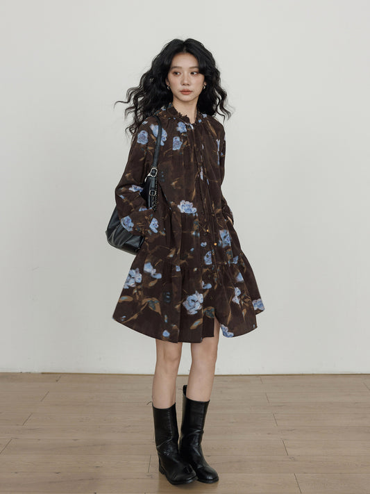 Retro Flower Print Dress VAS0184