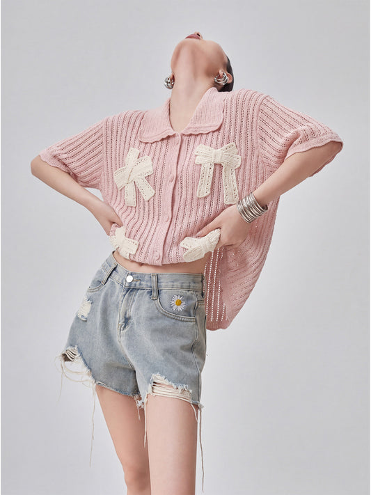 Ribbon Motif Knit Top FER0084