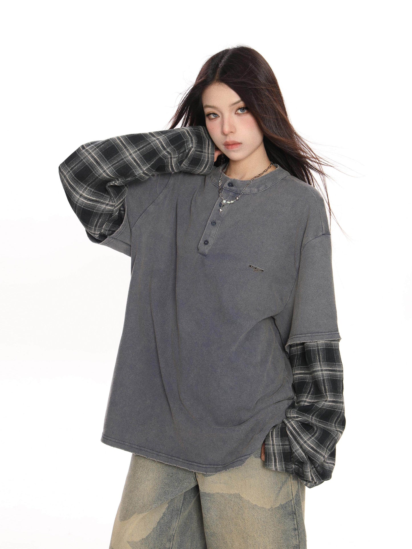 Plaid Two-Piece Long Sleeve T-Shirt BGS0046