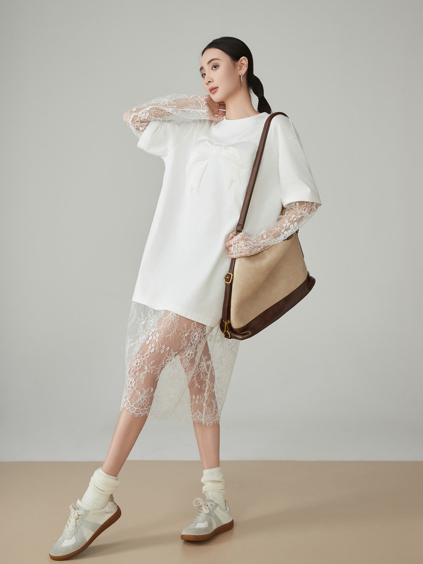 Lace Docking T-Shirt Dress FER0150