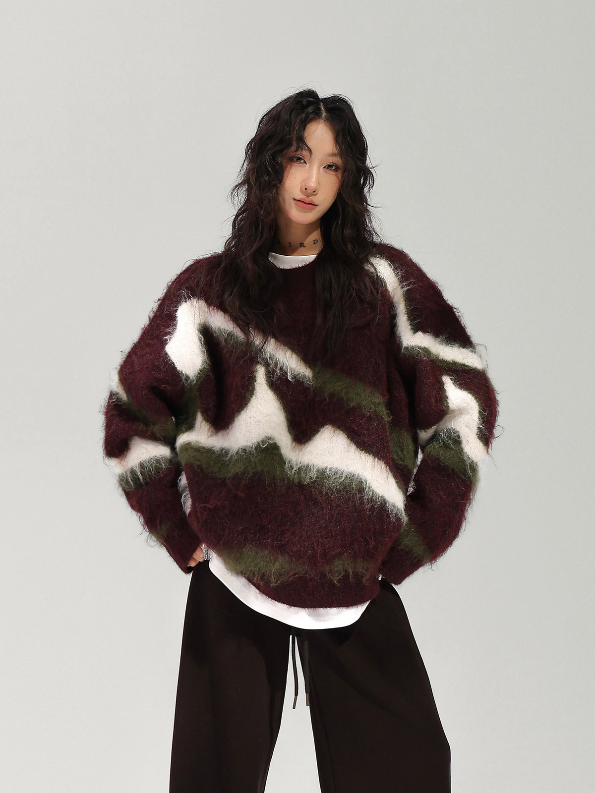 Mohair Jacquard Knit Sweater ACS0387