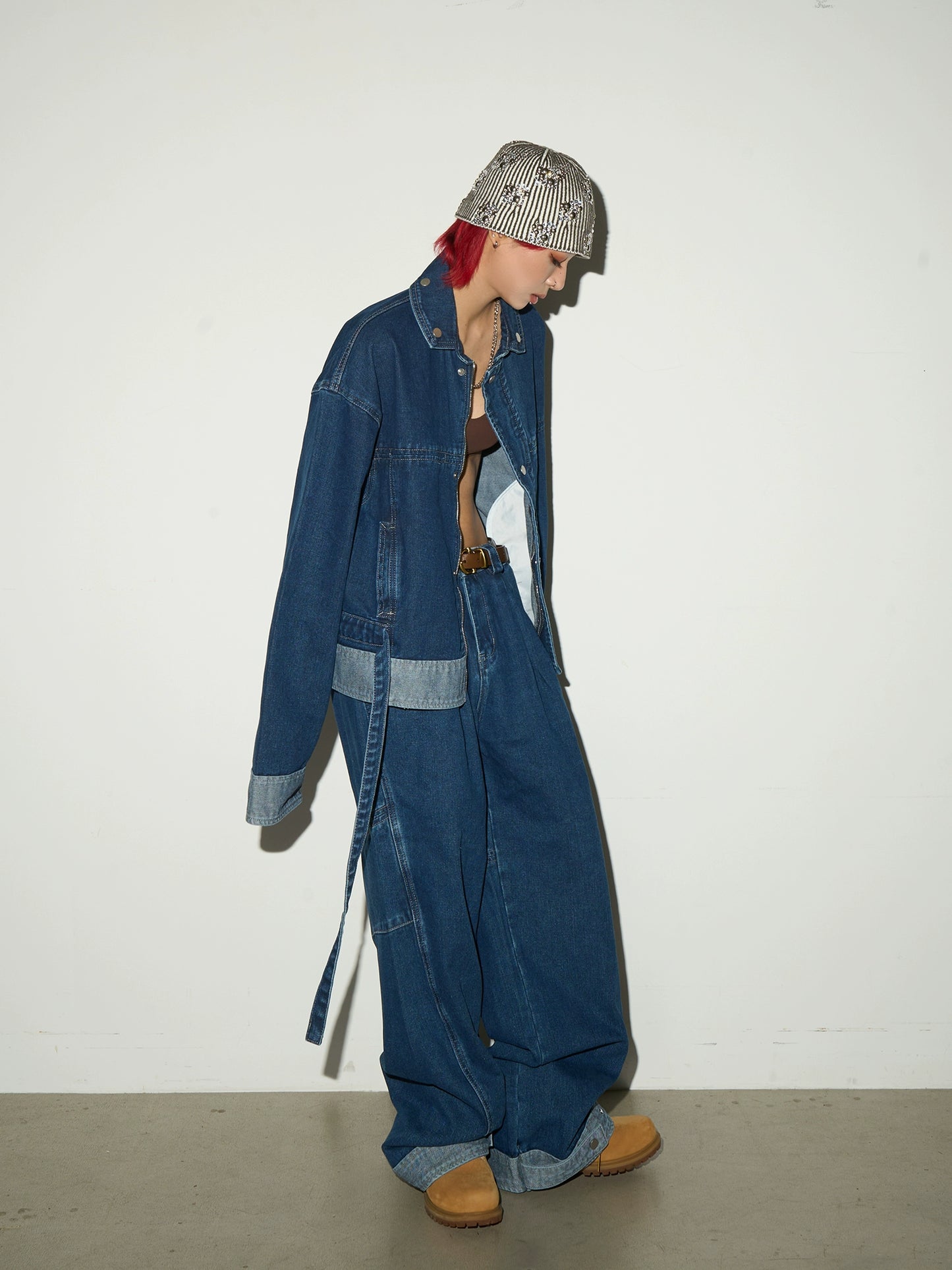 Retro Blue Denim Jacket / Wide Denim Pants MCY0011