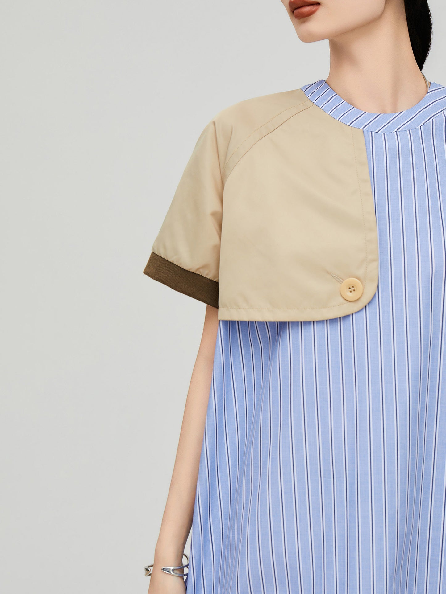 Mixed Material Docking Balloon Dress FER0357