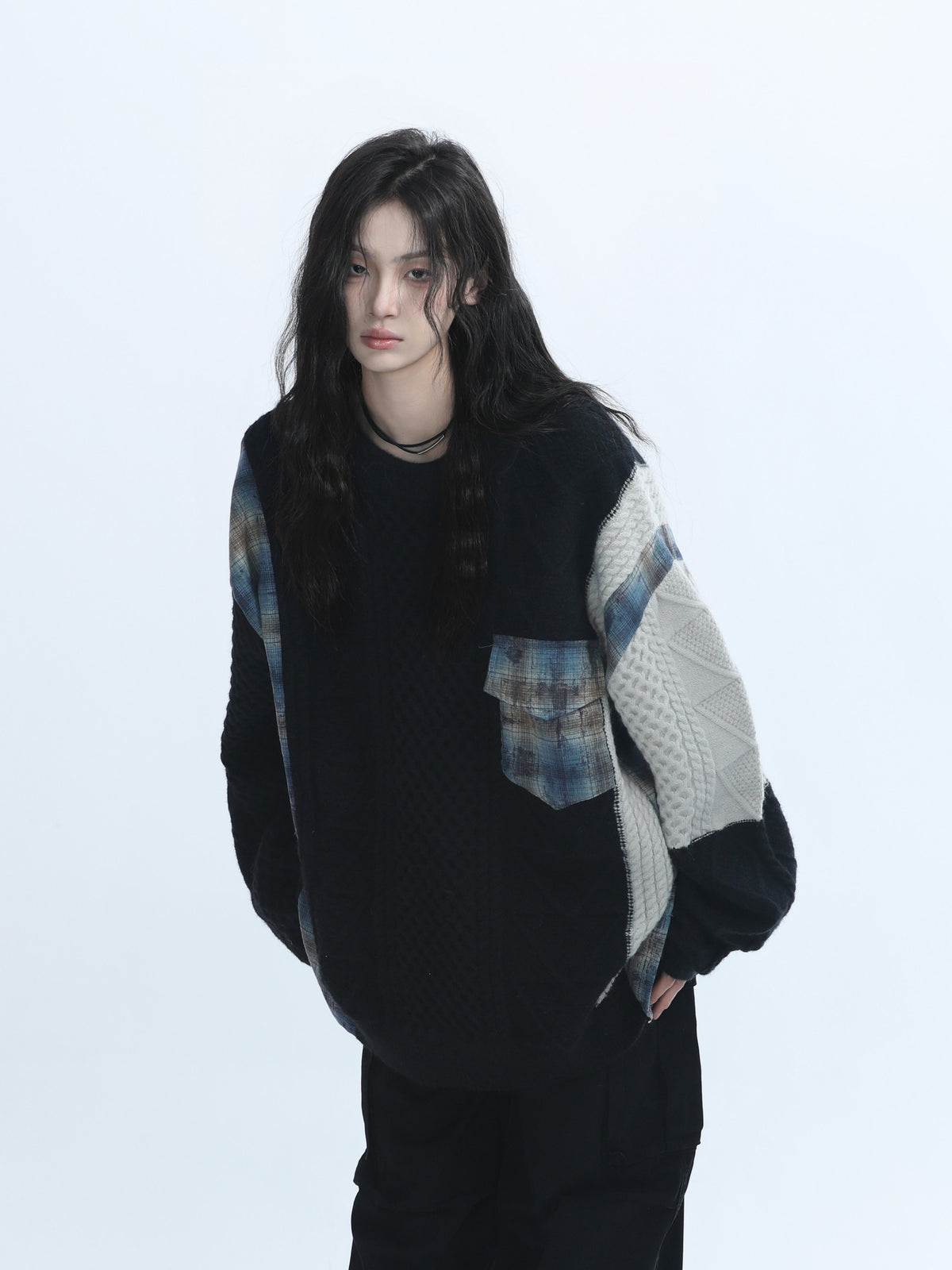 Docking Patchwork Knit Sweater WLS0013