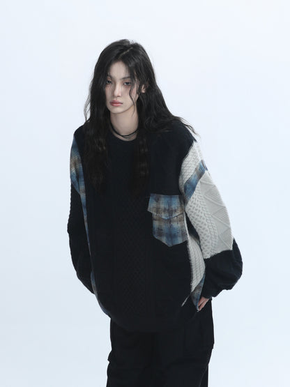 Docking Patchwork Knit Sweater WLS0013