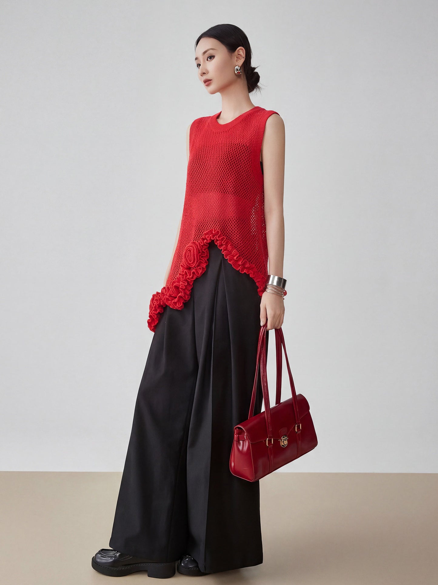 Corsage Lace Knit Vest FER0220