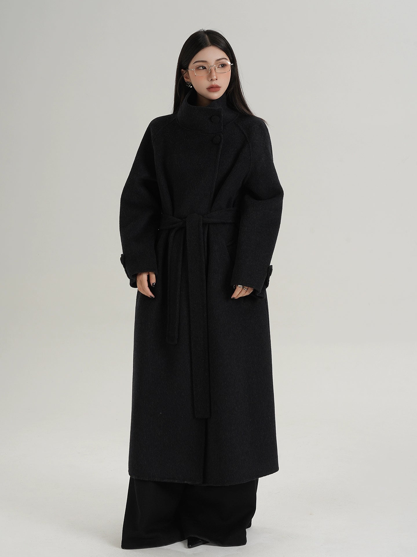 Stand Collar Paid Long Coat SRS0391