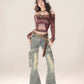 Vintage Belt Flare Denim Pants KLS0007