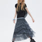 Mesh Cake Long Skirt SHN0036