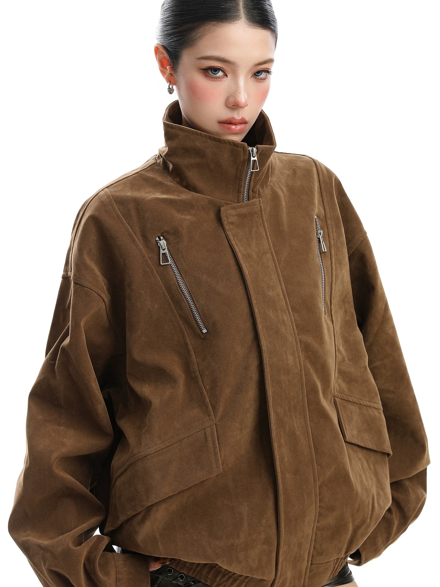 Stand Collar Suede Work Jacket BGS0021