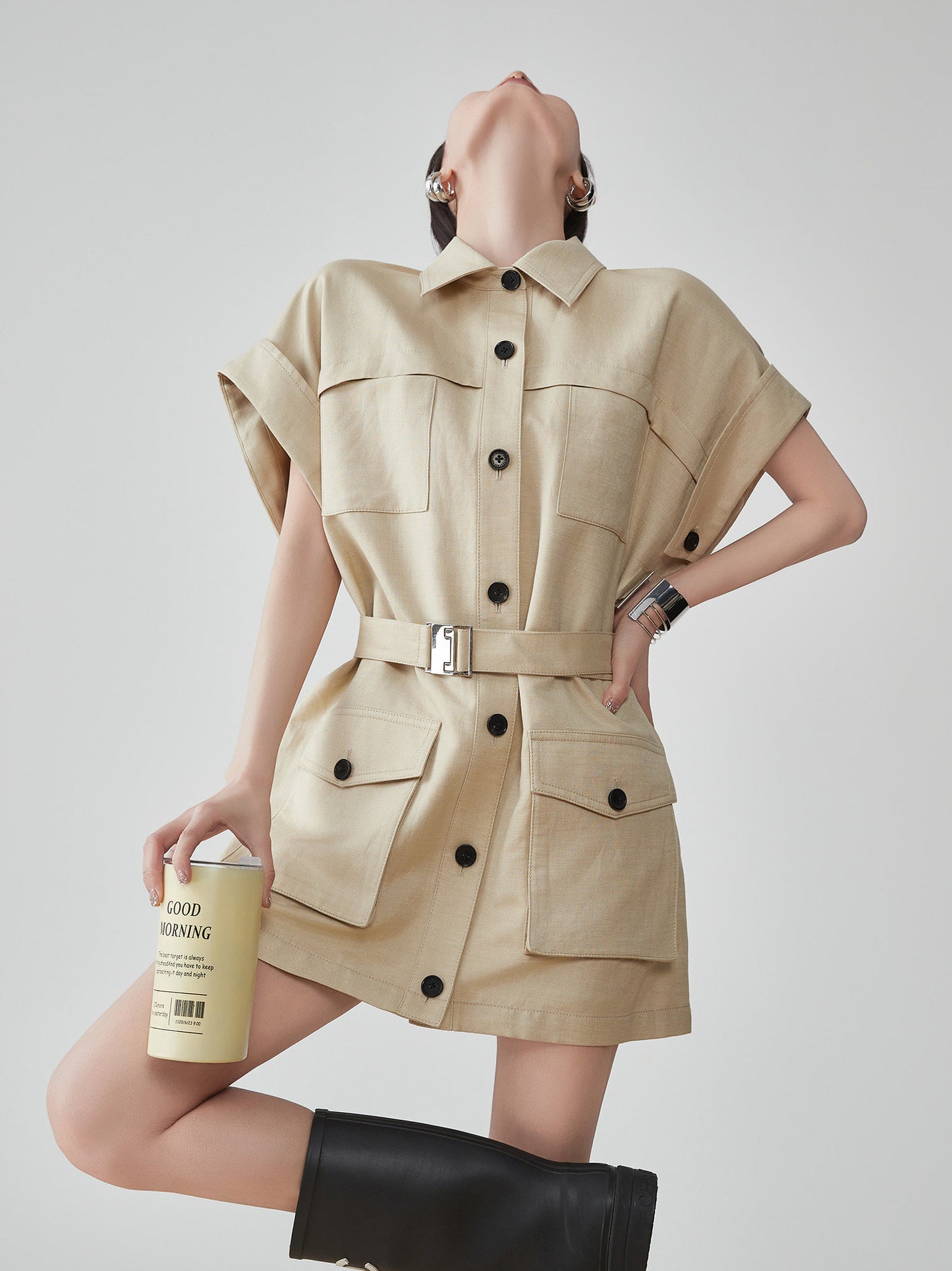 Pocket Mini Shirt Dress FER0094