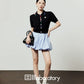 Black Knit Top / Balloon Mini Skirt LLA0495