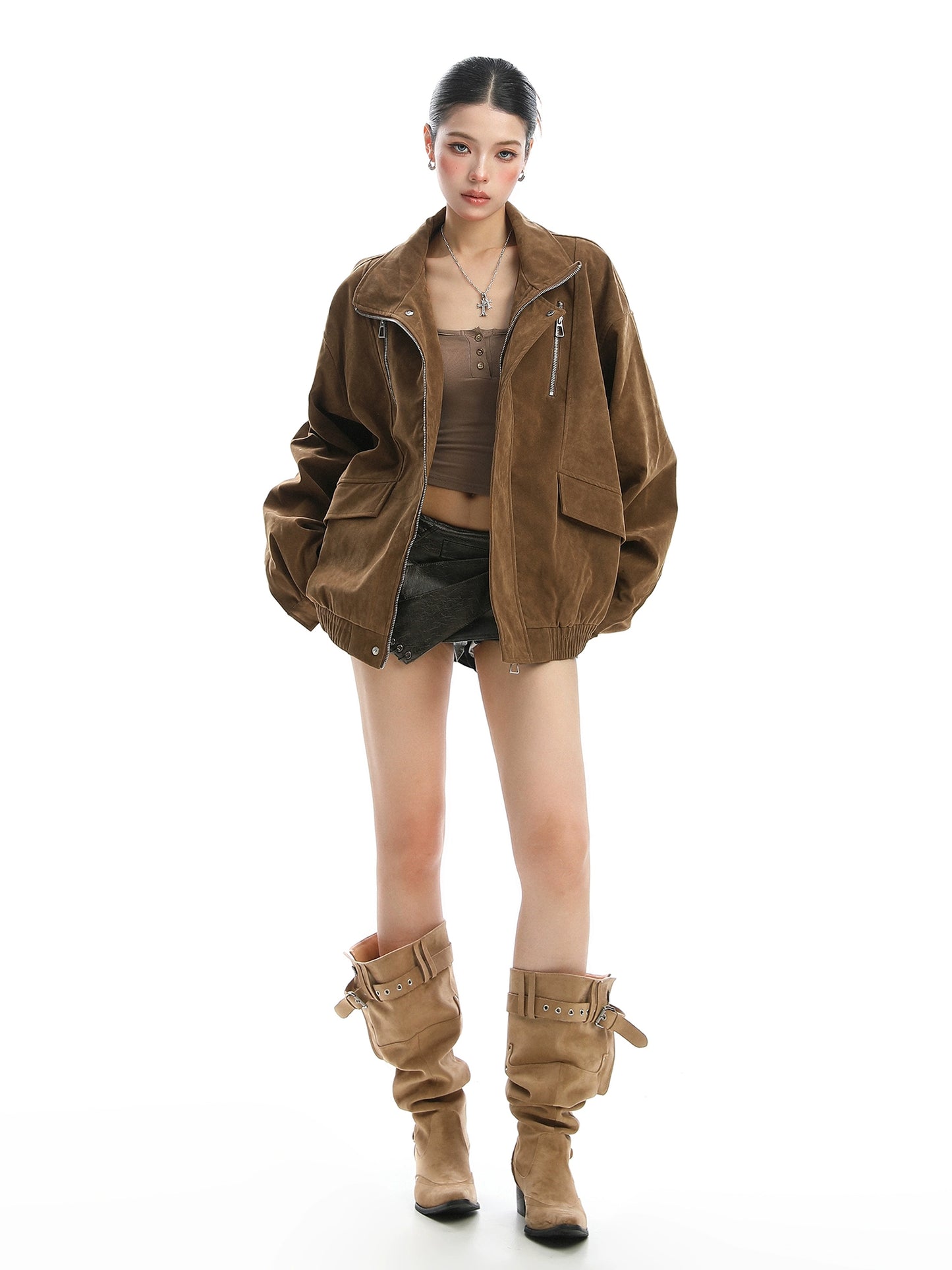 Stand Collar Suede Work Jacket BGS0021